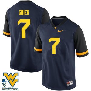 Men's West Virginia Mountaineers NCAA #7 Will Grier Navy Authentic Nike Stitched College Football Jersey SD15R37DP